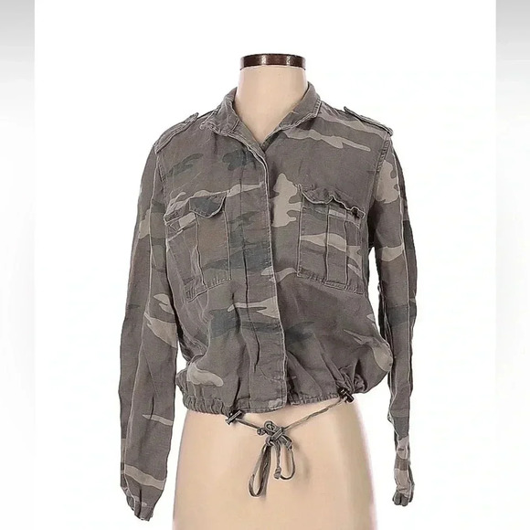 Rails Linen Blend Maverick Sage Camouflage Utility Jacket Women’s Size XS - Picture 3 of 5